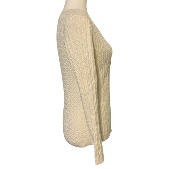Charter Club Women's Sweater Knit Small Cream Long Sleeve Pullover V Neck - Picture 5 of 10